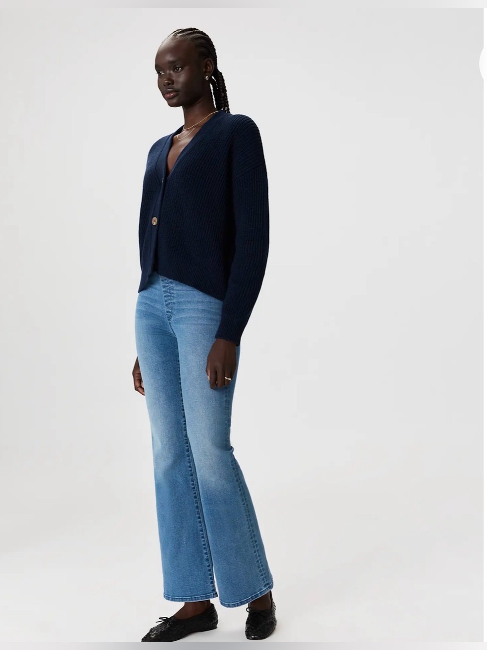 Quince Nina Stretch Pull-On Flare Jeans- size Large (12/14)